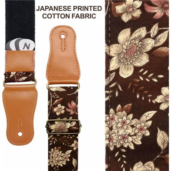 Cotton Guitar Strap Adjustable Acoustic Electric Ukulele Strap Pick Holder - Picture 3 of 7